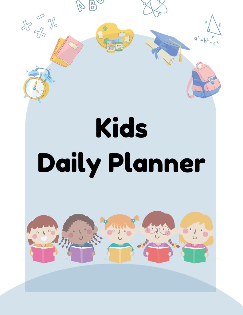 Kids daily planner sample page showing mood tracking section