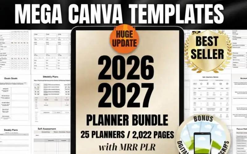 2026-2027 Canva Digital Planner Templates Bundle MRR